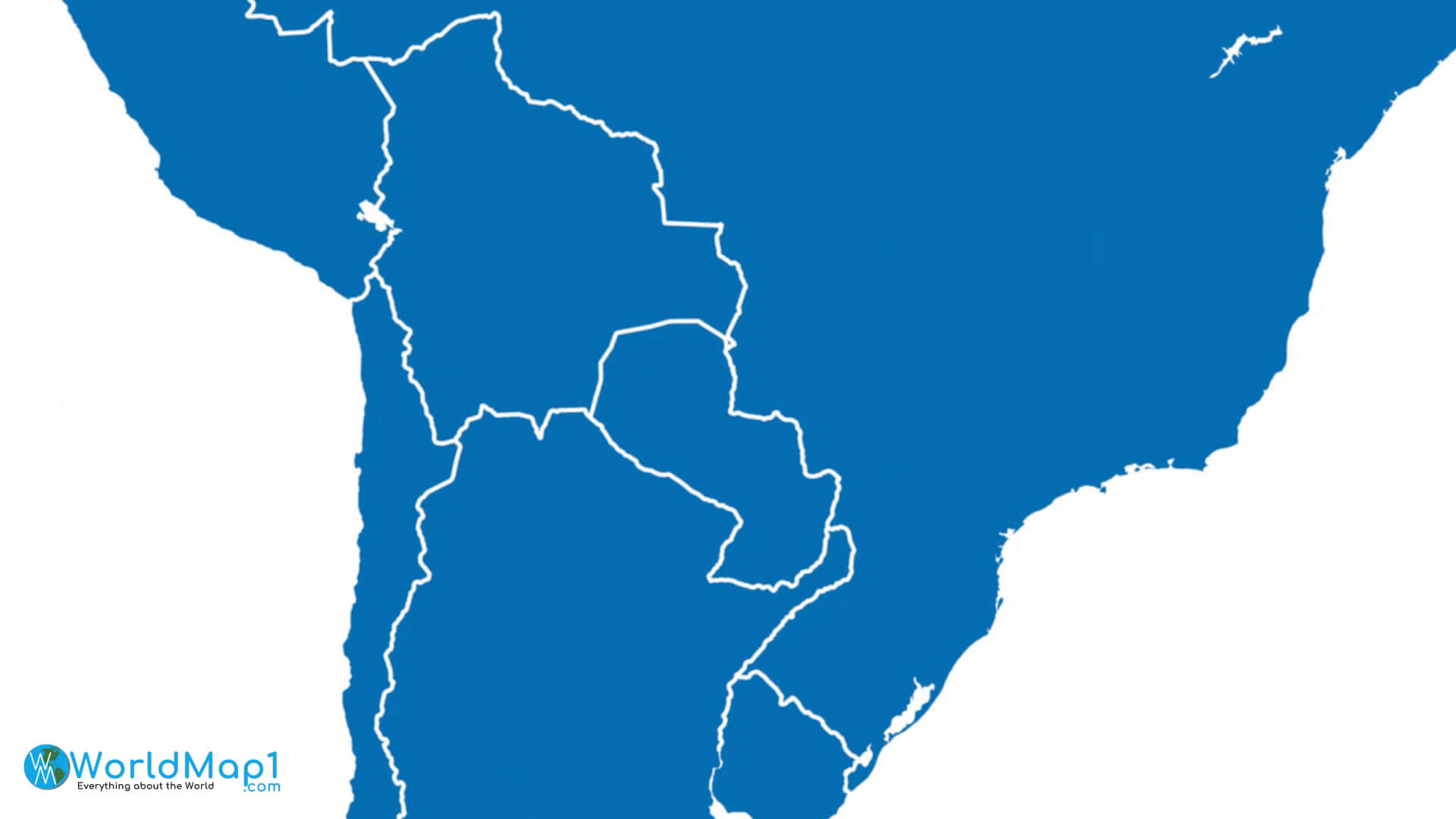 South America Blue Blank Map